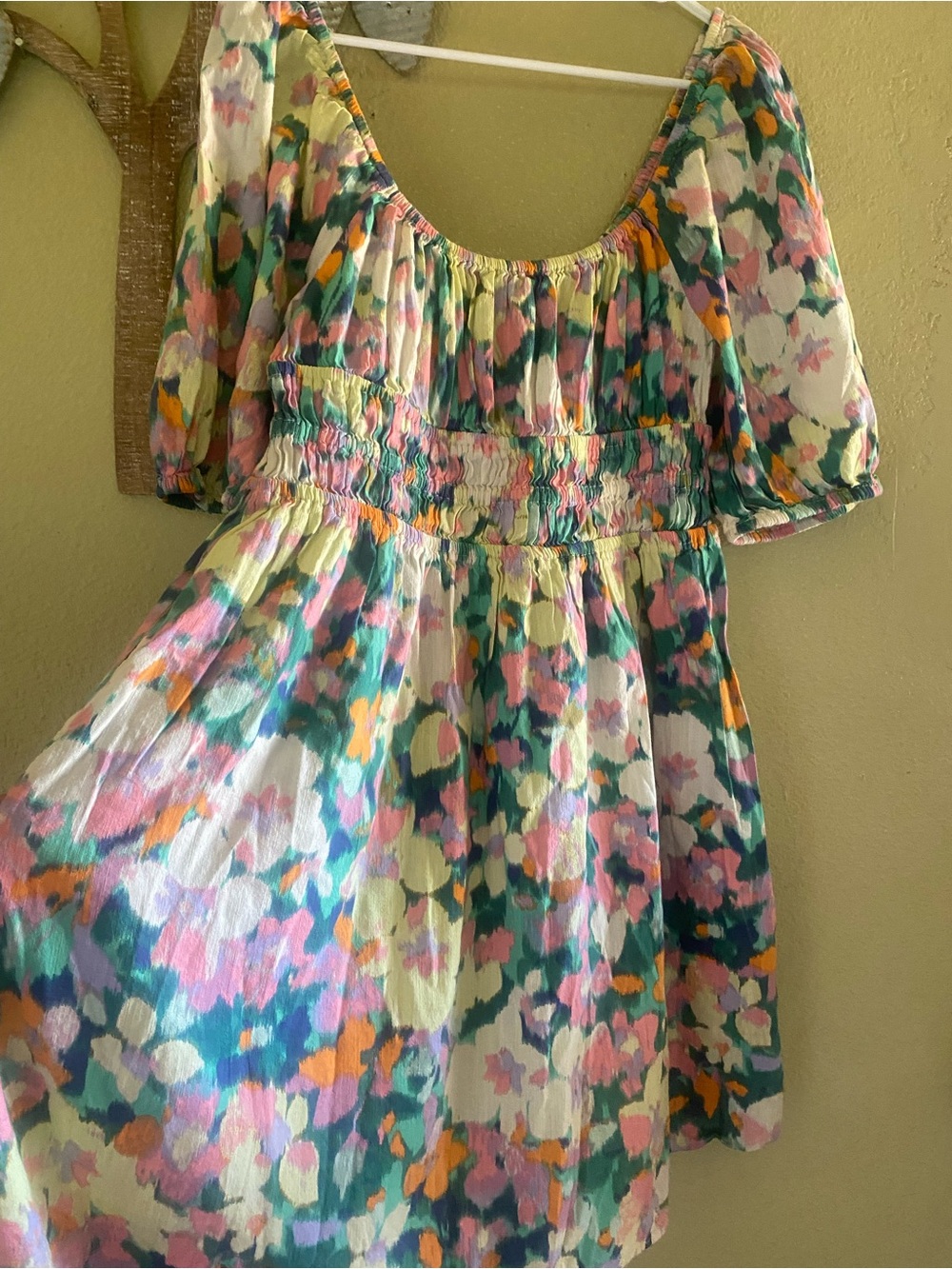 Gap Floral Smocked Waist Dress pockets